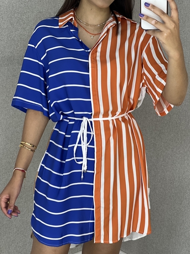 VESTIDO CAMISA LISTRADO LEZ A LEZ VESTIDO CAMISA LISTRADO LEZ A