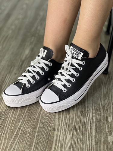 Converse All Star Baixo Black Couro