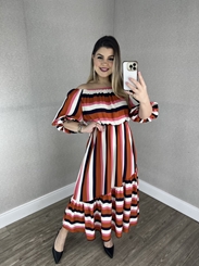 Vestido listrado clearance de manga
