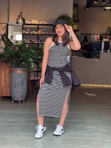 Vestido hotsell listrado canelado