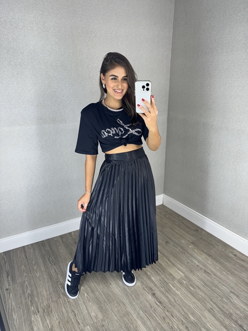 Saia shop plissada cetim